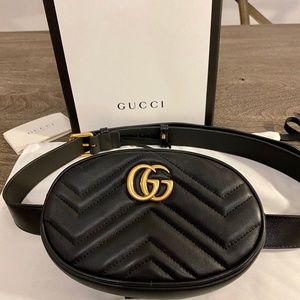 NEW- Gucci GG Marmont matelassé leather belt bag